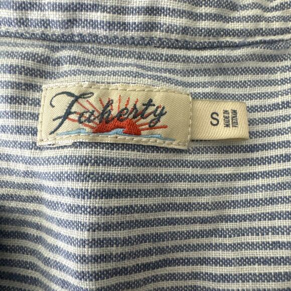 FAHERTY Isha 100% Linen Mini Dress Blue White Mini Stripe Sleeveless Size Small - Picture 7 of 9
